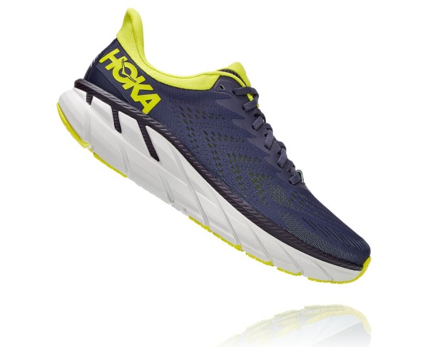 Hoka One One Clifton 7 Mens UK - Grey / Rose Road Running Shoes - OPYND3178